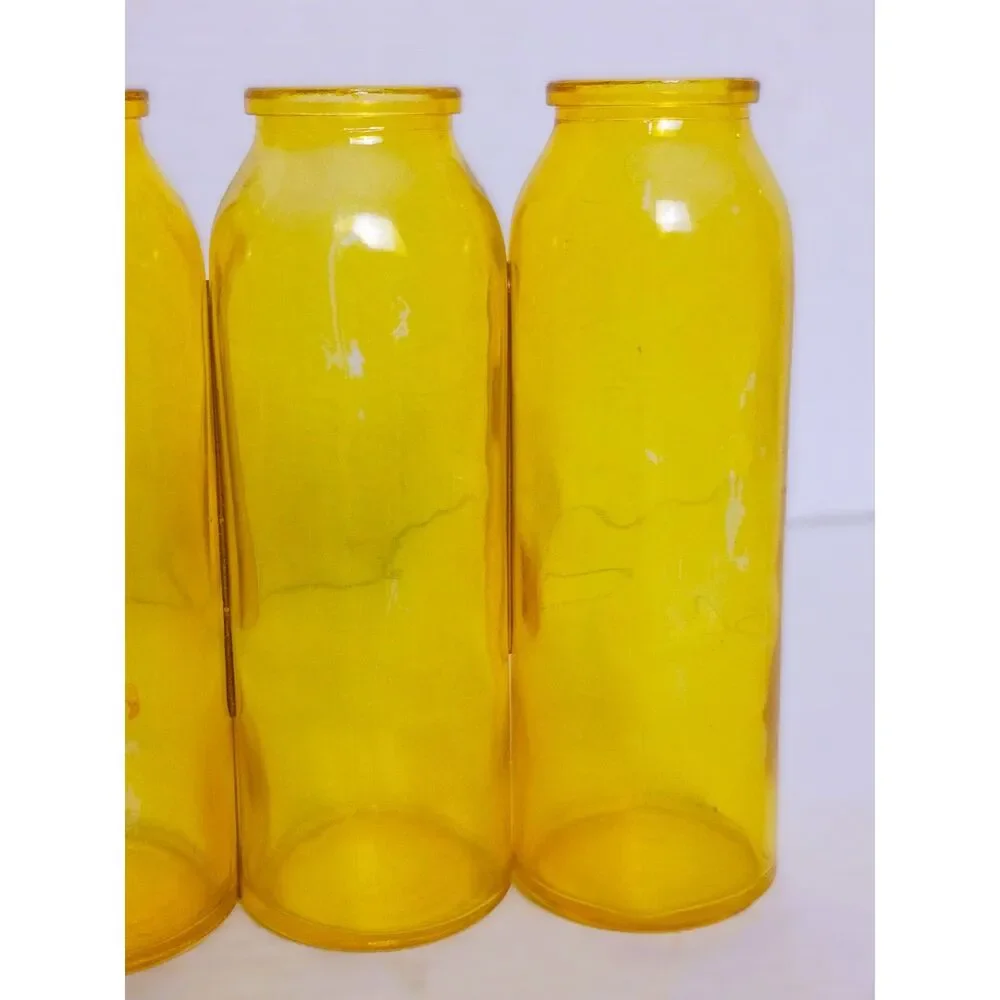 Ochre Yellow Rustic Triple Glass Jar Vase - Picture 7 of 7